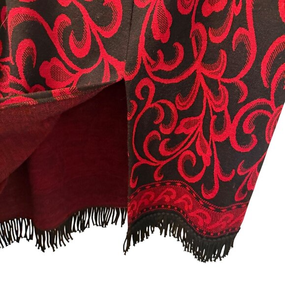 Nina Leonard Black & Red Fringe Skirt Size 1X 100% Acrylic skirt - Picture 4 of 12